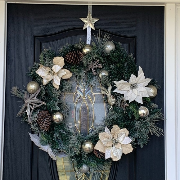 Christmas wreath super large outdoor door glitter holidays - Picture 1 of 13